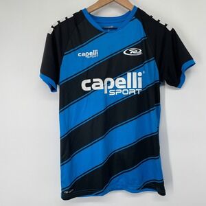 Capelli Sport Soccer Jersey Blue Black Short Sleeve Polyester Men Size M